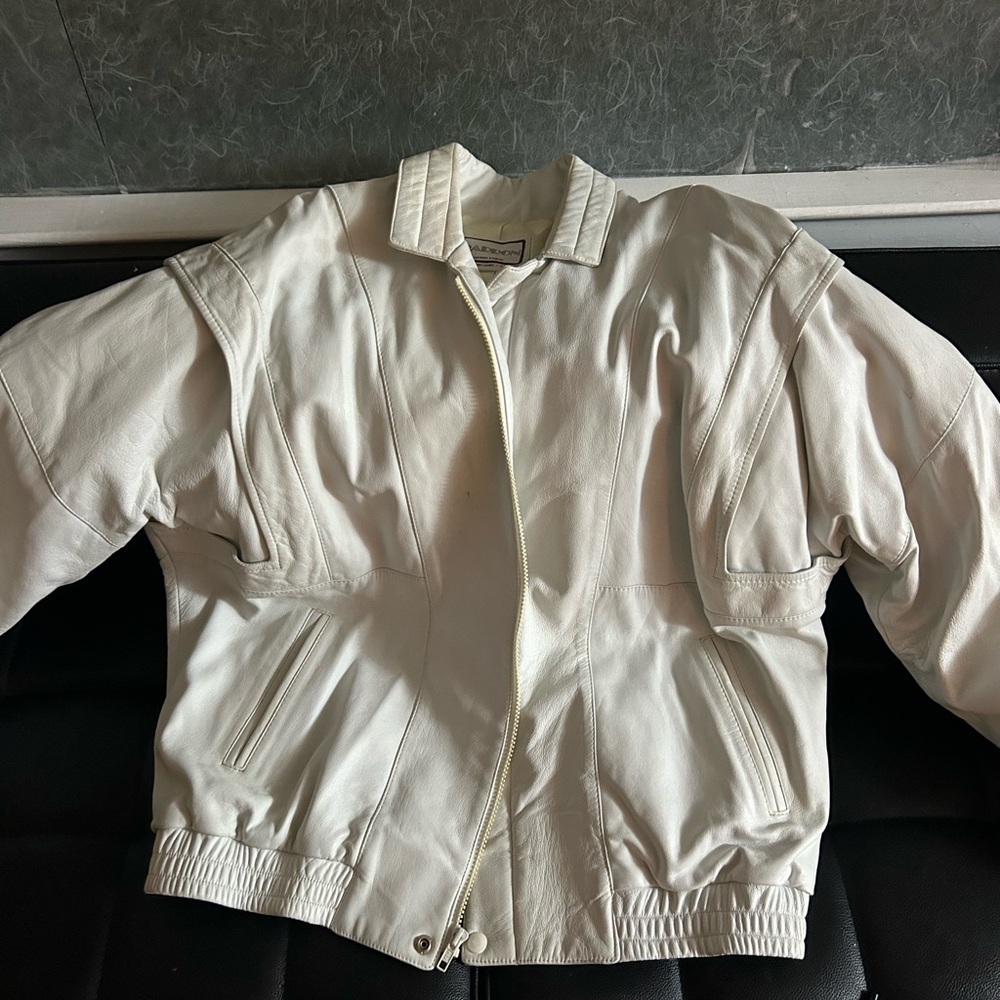 White leather coat